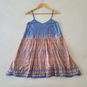Last Chance!! Kate Moss x Topshop Blue Cotton Boho Paisley Sundress Dress SIZE 4